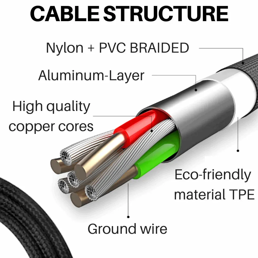 10Ft Braided USB Charger Compatible for Iphone Silver