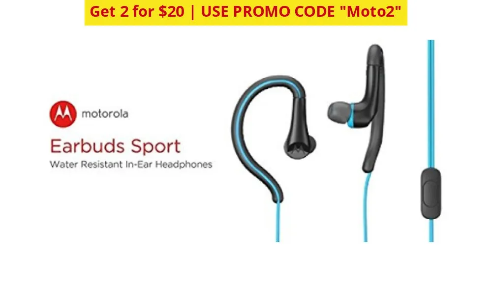 2 for $20!! Motorola Water/Sweat Resistant Sport Earbuds - Ships Quick!