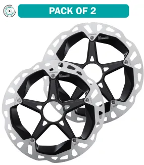 2 Pack Shimano XTR RT-MT900-M Disc Brake Rotors 180mm, Center Lock, Silver/Black