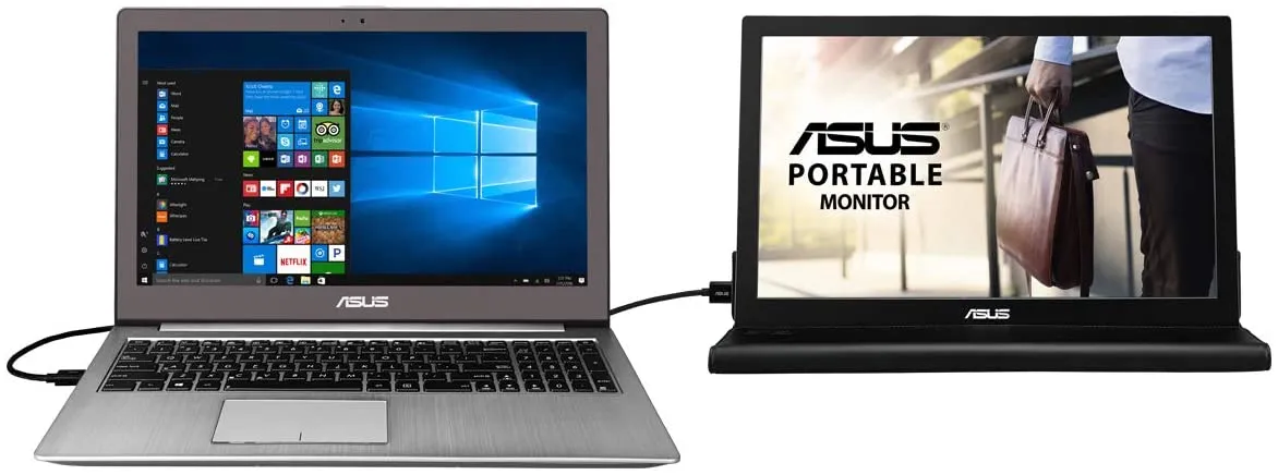 ASUS Portable Monitor 15.6" 1080P (MB169B ) - Full HD, IPS, Auto-rotatable, Smart Case, Ultra-slim, Lightweight, Sleek, USB 3.0 Powered, For Laptop, PC, Phone, Console, BLACK