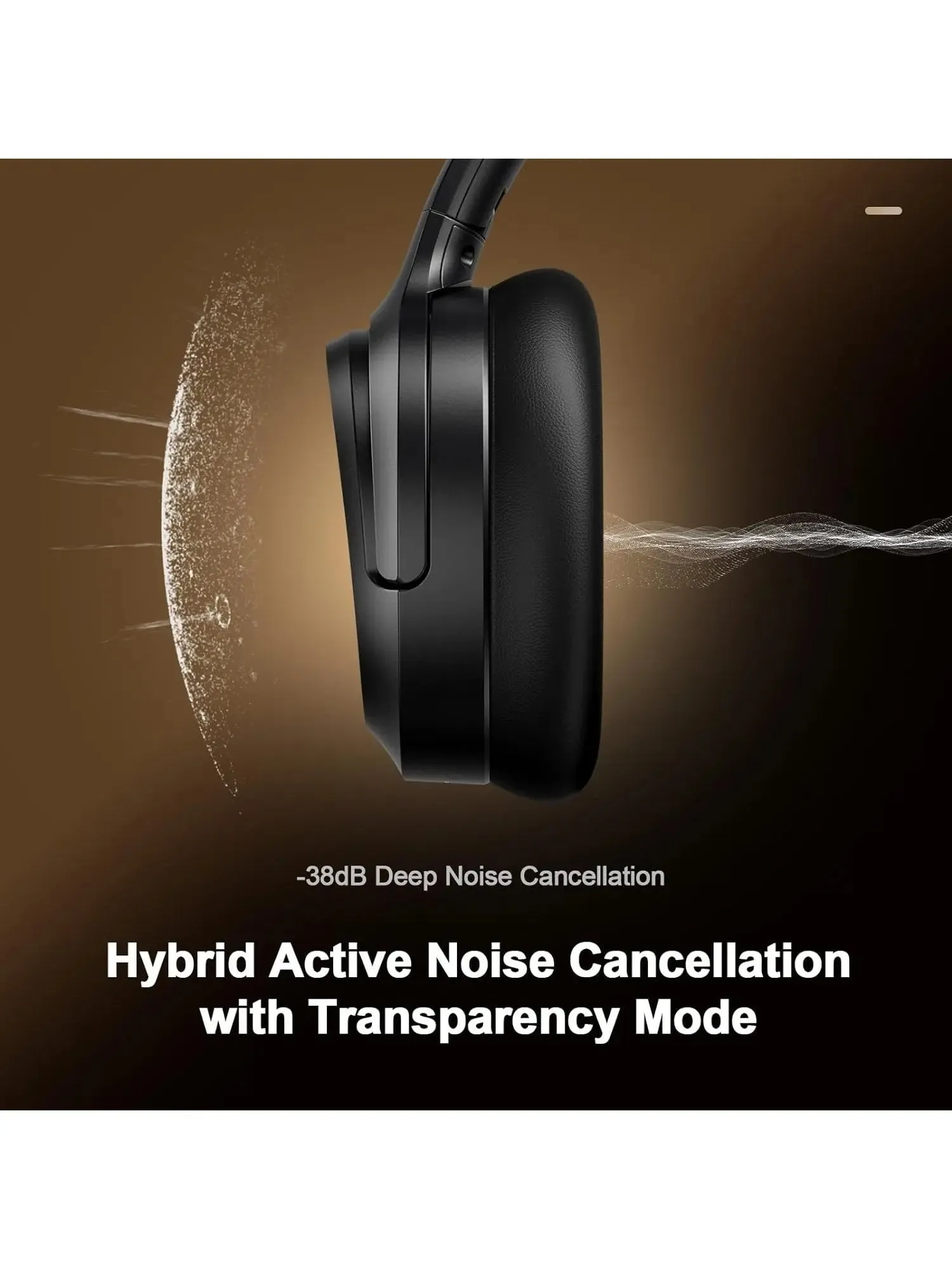 Bluetooth Headphones, Hybrid Active Noise Cancelling Wireless Headphones Over Ear with Microphone, 140H Playtime, Transparency Mode, Deep Bass, Clear Calls, Comfort fit for Travel, Home Office