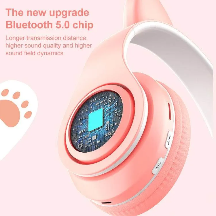 Cat Ear LED Bluetooth Headphones with Colorful Light Effects