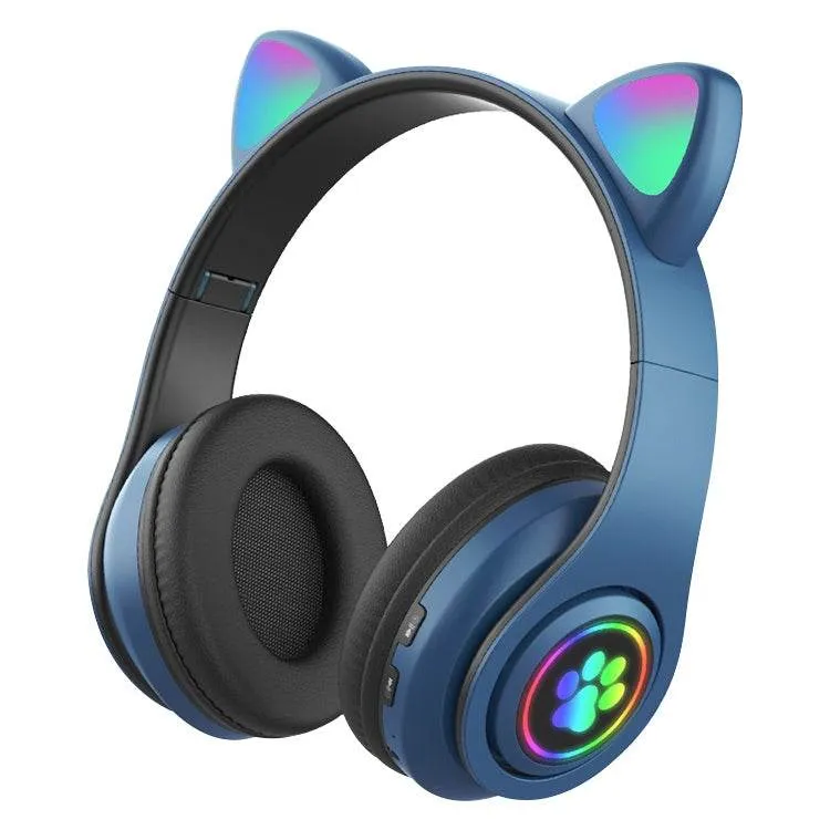 Cat Ear LED Bluetooth Headphones with Colorful Light Effects