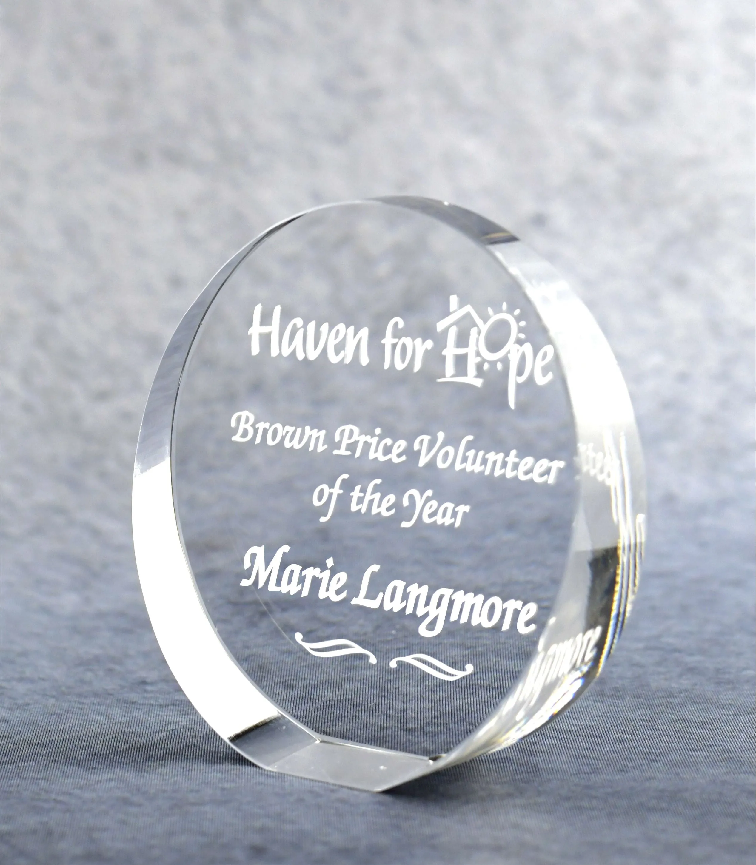 Circular Optic Crystal Paperweight