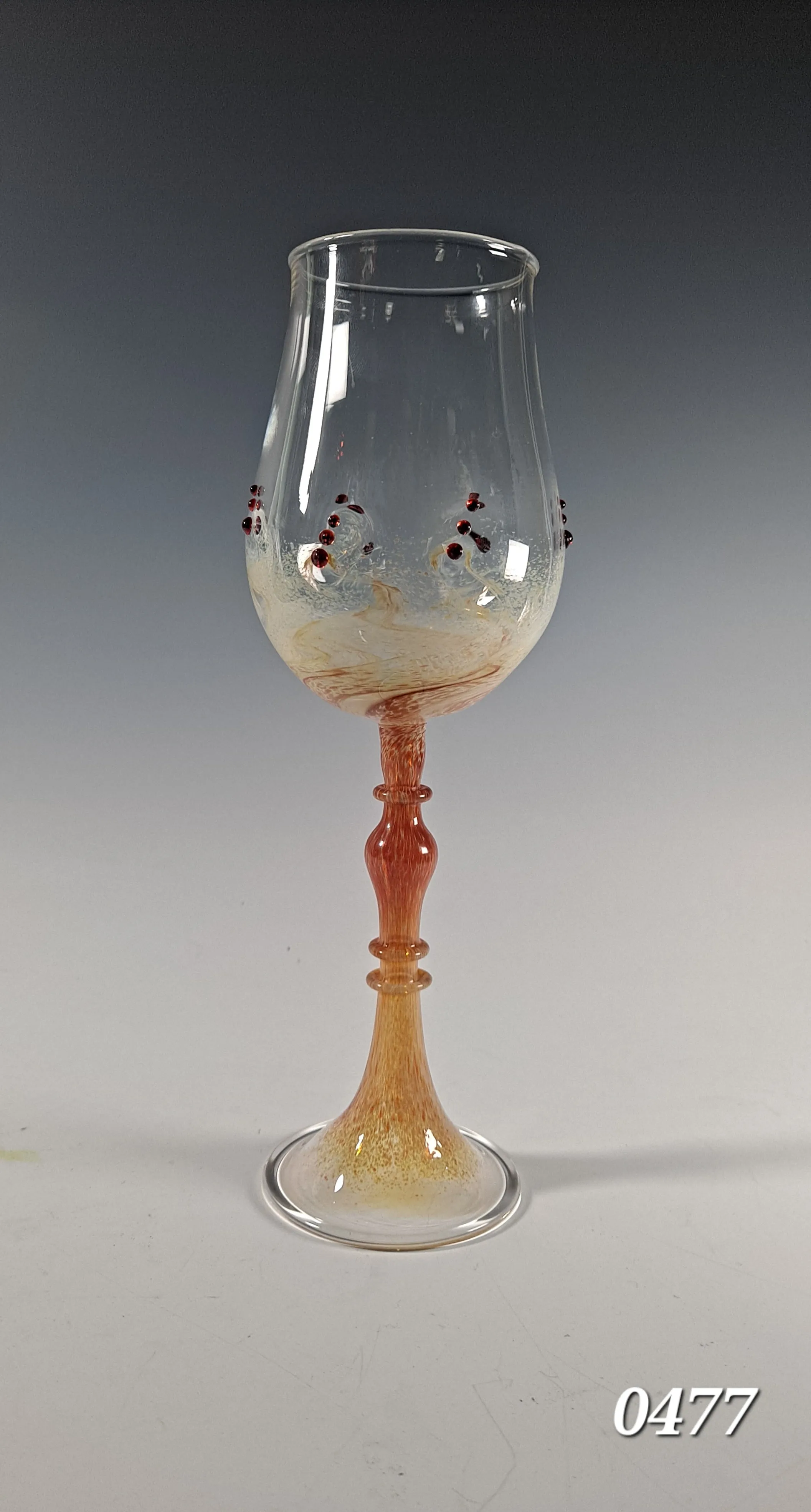 Colorful Frit Goblet Collection,  Hand Blown Wine Glass, Alter Chalice