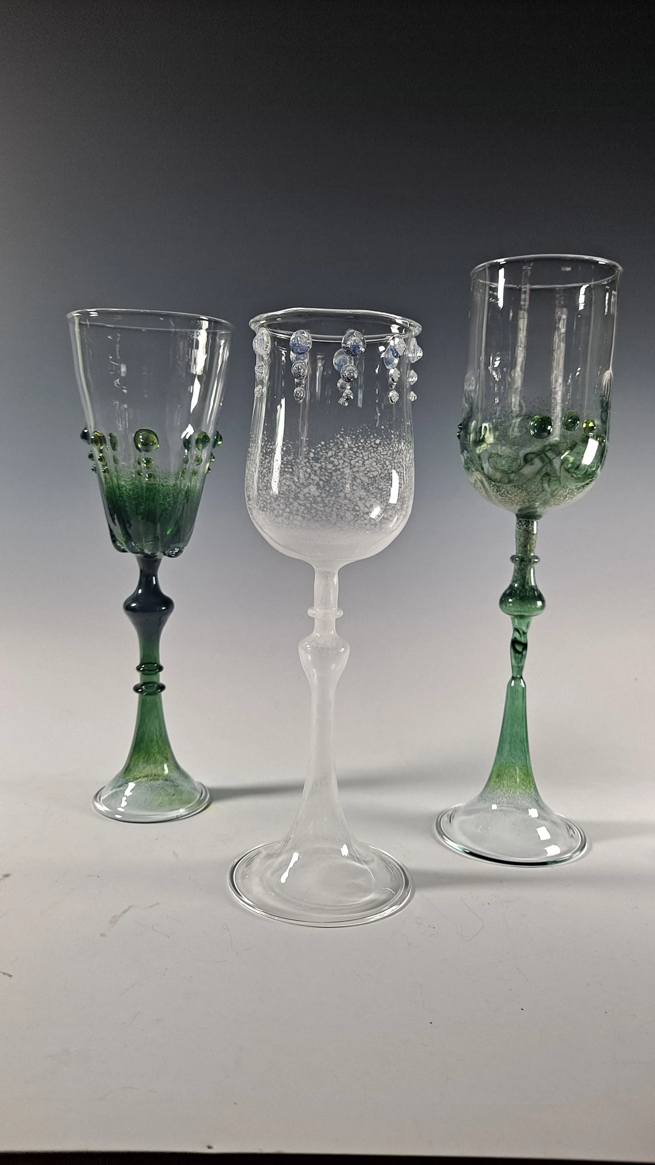Colorful Frit Goblet Collection,  Hand Blown Wine Glass, Alter Chalice