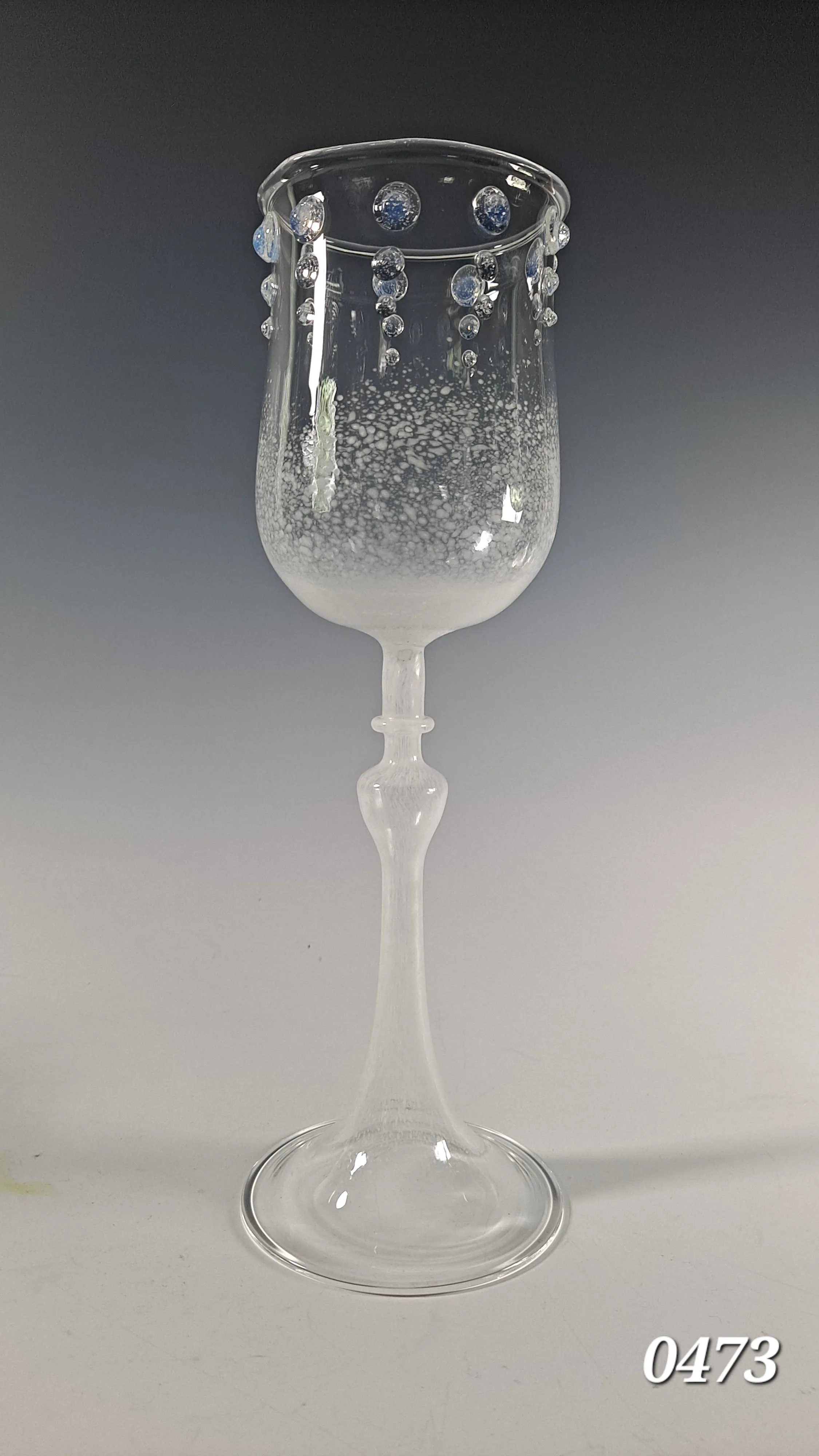 Colorful Frit Goblet Collection,  Hand Blown Wine Glass, Alter Chalice