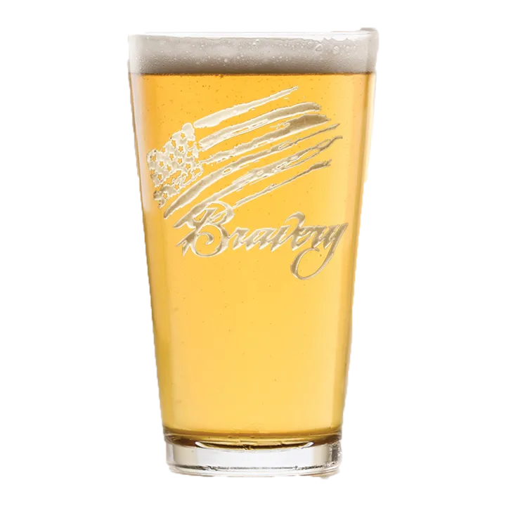 Deep Carved Bravery Flag Stars & Stripes Pint Glass