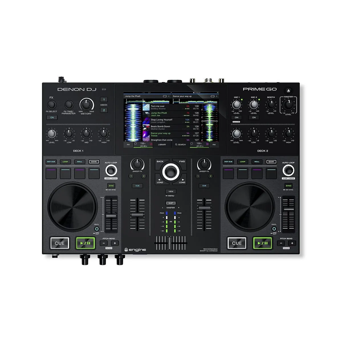 Denon PRIMEGO 2-Deck Rechargeable Smart DJ Console with 7-inch Touchscreen