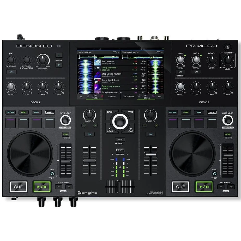 Denon PRIMEGO 2-Deck Rechargeable Smart DJ Console with 7-inch Touchscreen