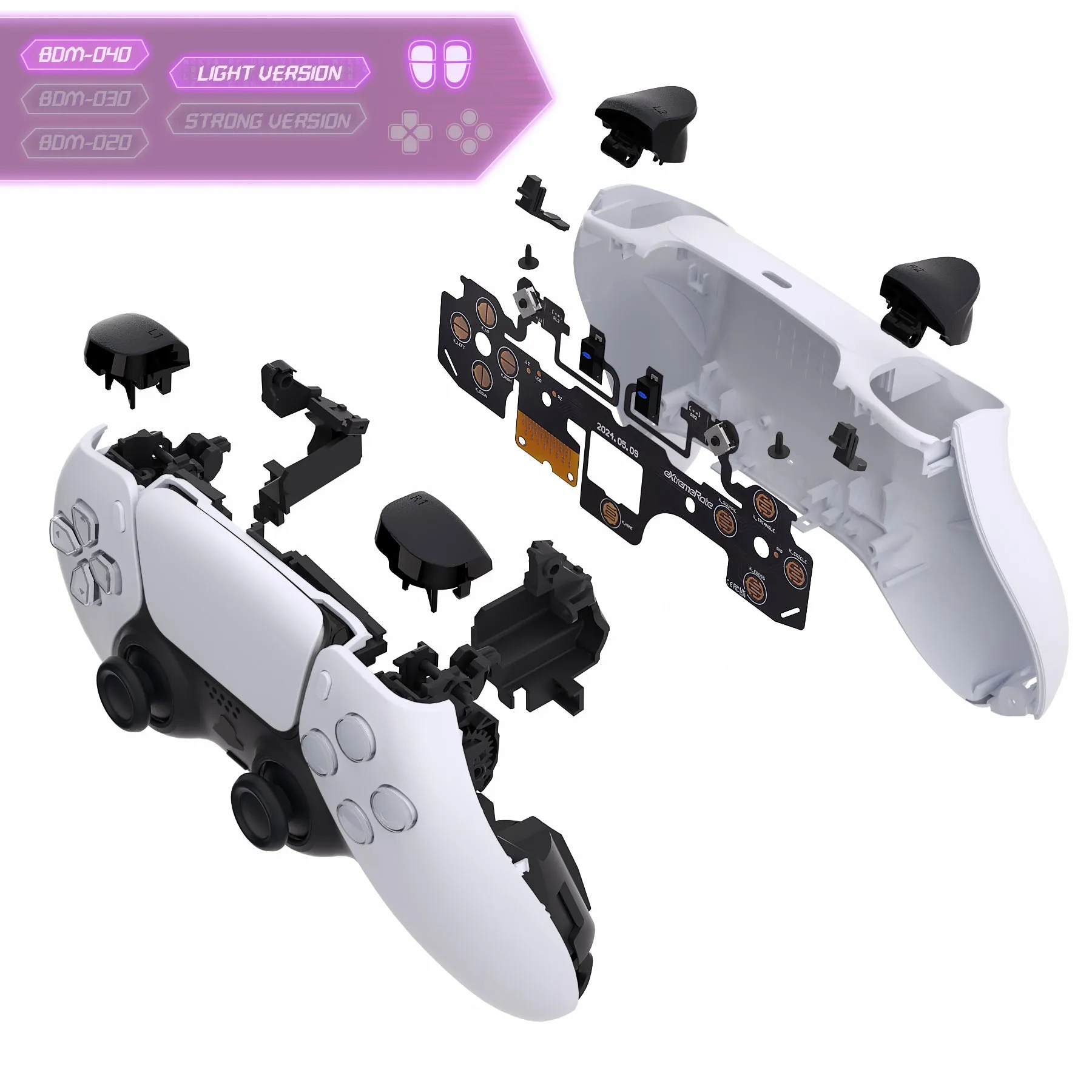 eXtremeRate Micro Switch - Light Version Tactile Clicky Hair Trigger Kit for PS5 Controller BDM-040 Shoulder Buttons, Ergonomic Micro Switches L2R2 Buttons Tactile L1R1 Mouse Click for PS5 Controller - PFMD016