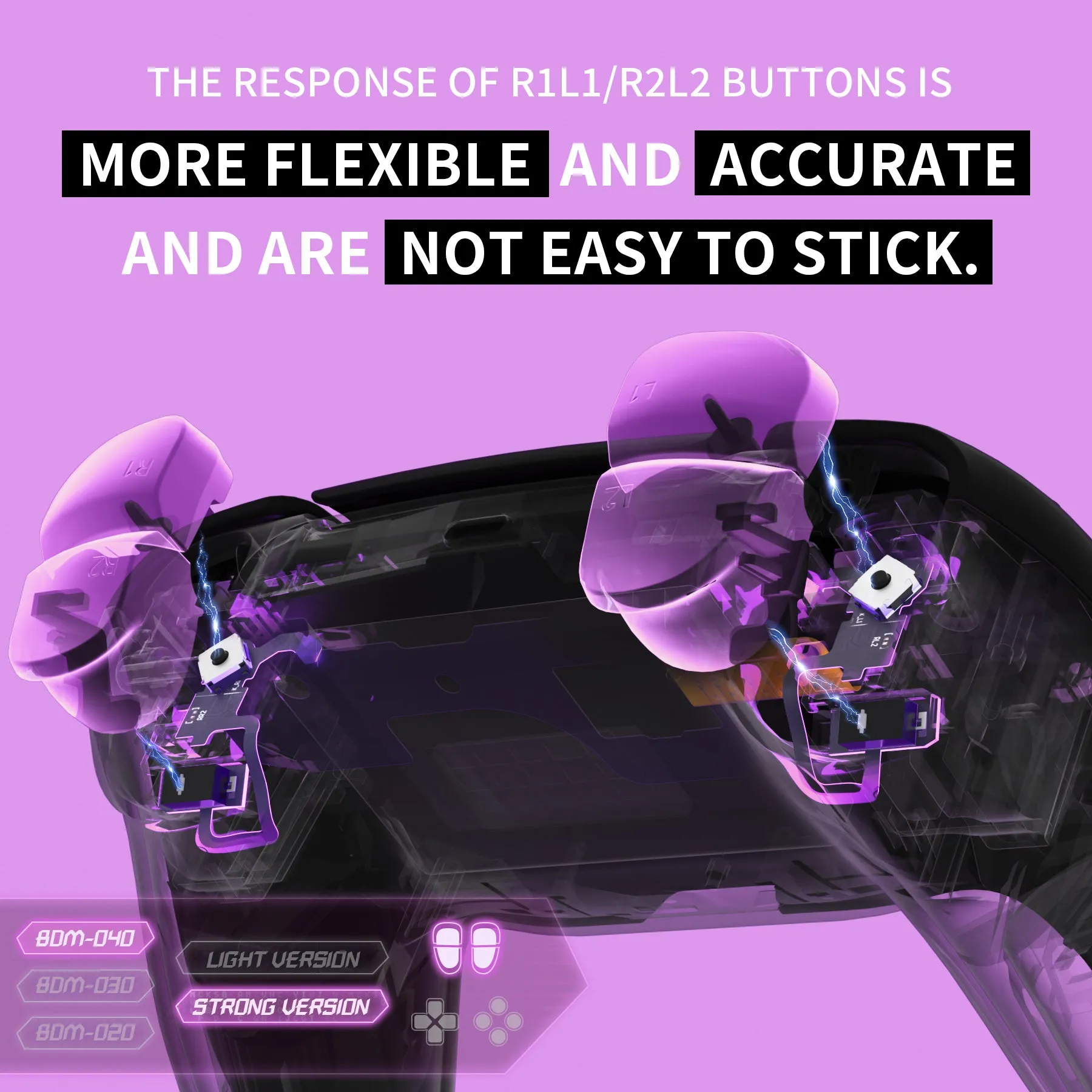 eXtremeRate Micro Switch - Strong Version Tactile Clicky Hair Trigger Kit for PS5 Controller BDM-040 Shoulder Buttons, Ergonomic Micro Switches L2R2 Buttons Tactile L1R1 Mouse Click for PS5 Controller - PFMD015