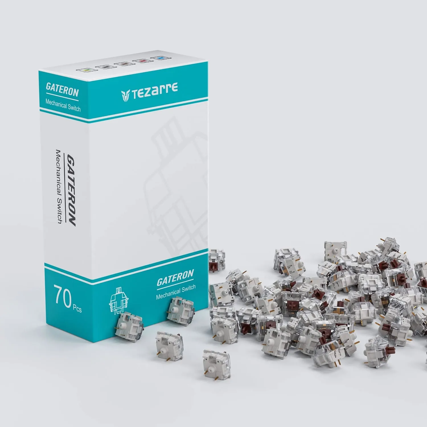 Gateron KS-9 Pro Brown Mechanical Switches 3 Pin, 70 Pcs
