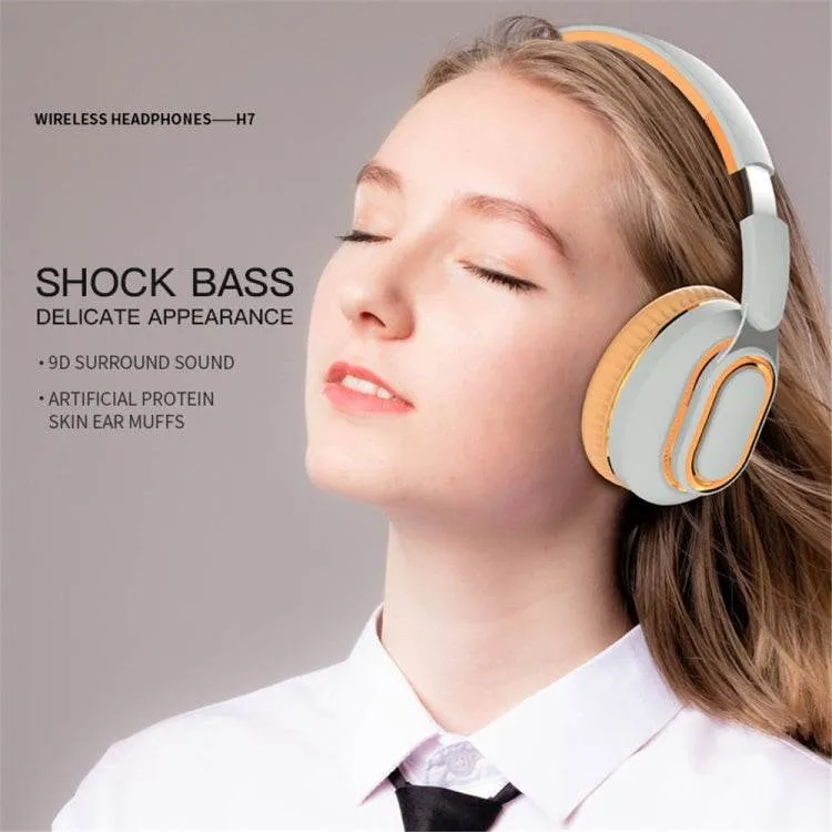 H7 Wireless Foldable Headphones with Microphone, TF Card Slot & AUX Input