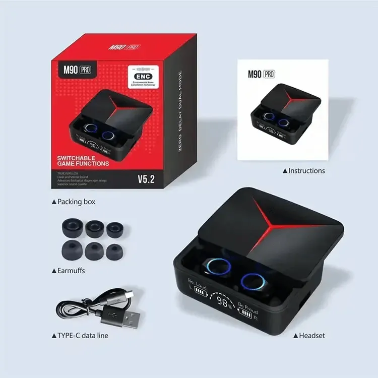 High Quality Led Display Wireless Earbuds - M90 Pro