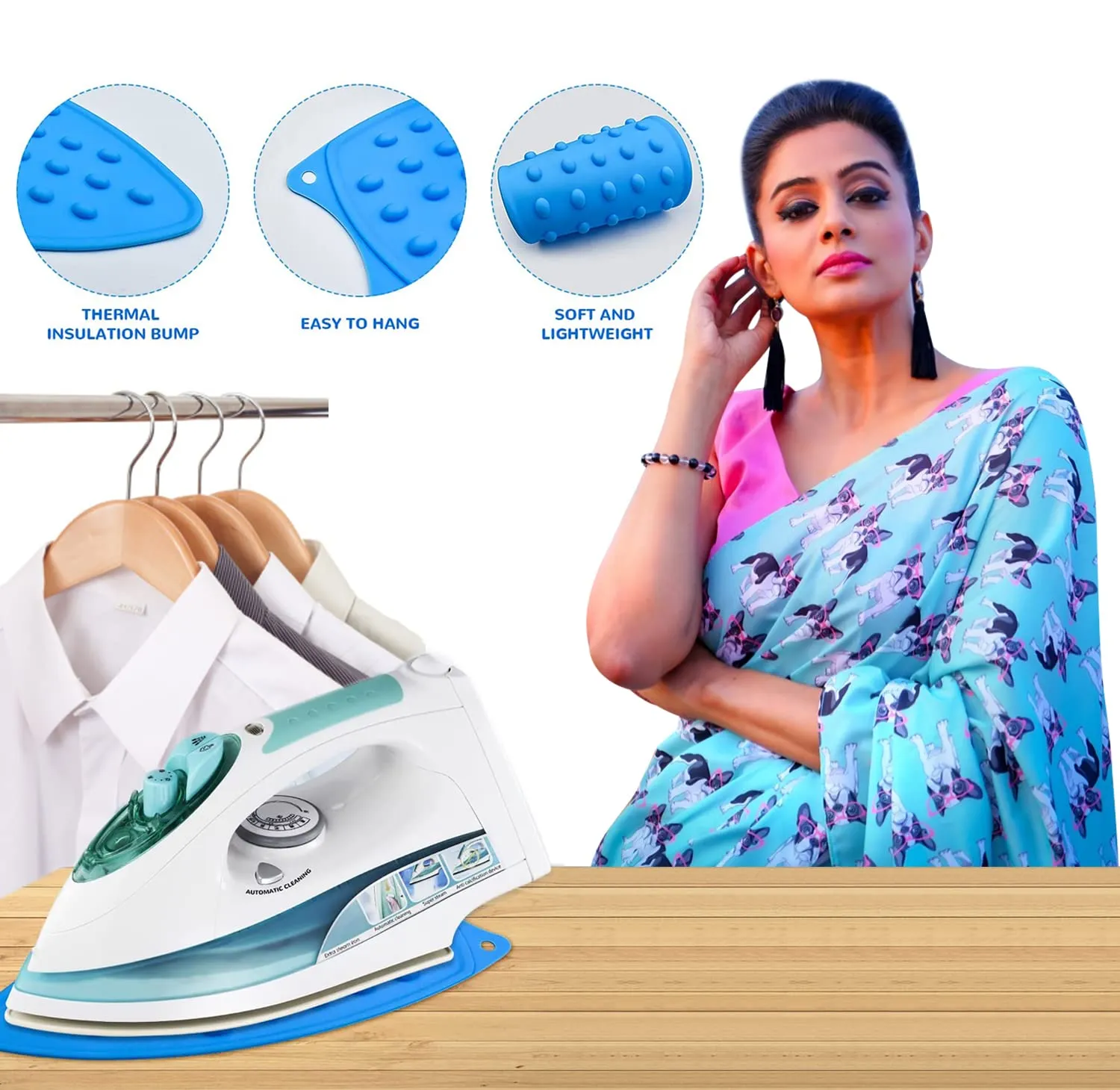 Kuber Industries Iron Mat | Flexible Silicone Iron Pad | Iron Rest Pads | Heat Resistant | Anti-Slip Mat | Protective Waterproof Insulation Iron Mat | Pack of 2 | Assorted