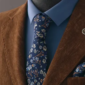 Men's Mysterious Navy & White Floral Necktie Men's Mysterious Navy & White Floral Necktie