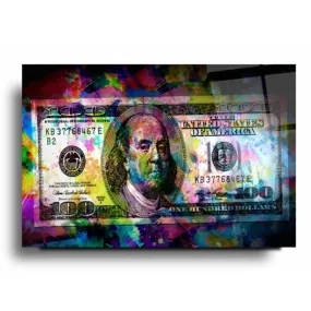 Neon Dolar Glass Wall Art
