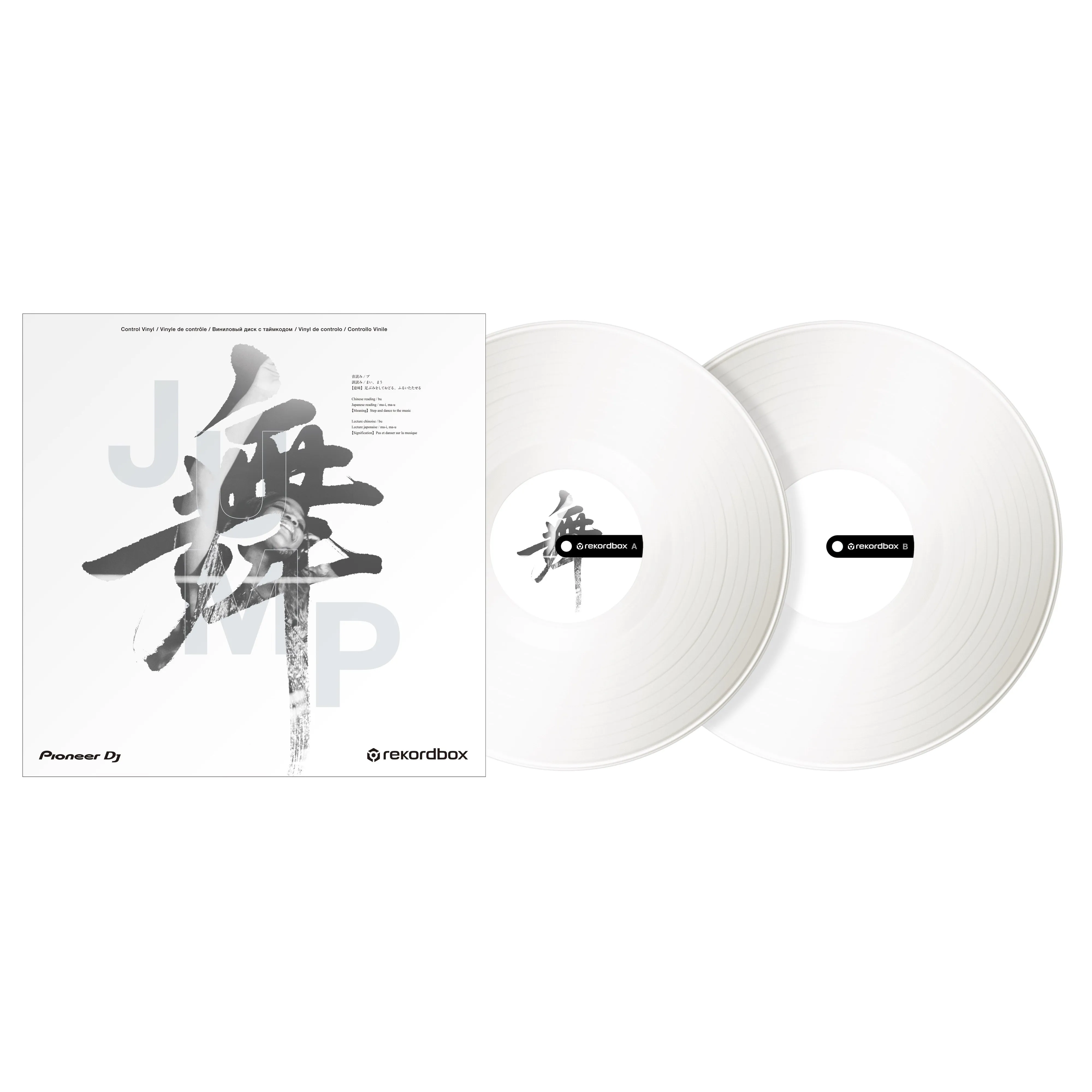 Pioneer RB-VD2-W Control Vinyl for rekordbox, Pair, Kanji Design, White