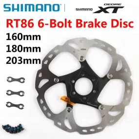 SHIMANO XT Brake Disc SM RT76 RT86 Rotor Ice Point Technology Brake Disc 6 Bolt Mountain Bikes Disc 160MM 180MM 203MM