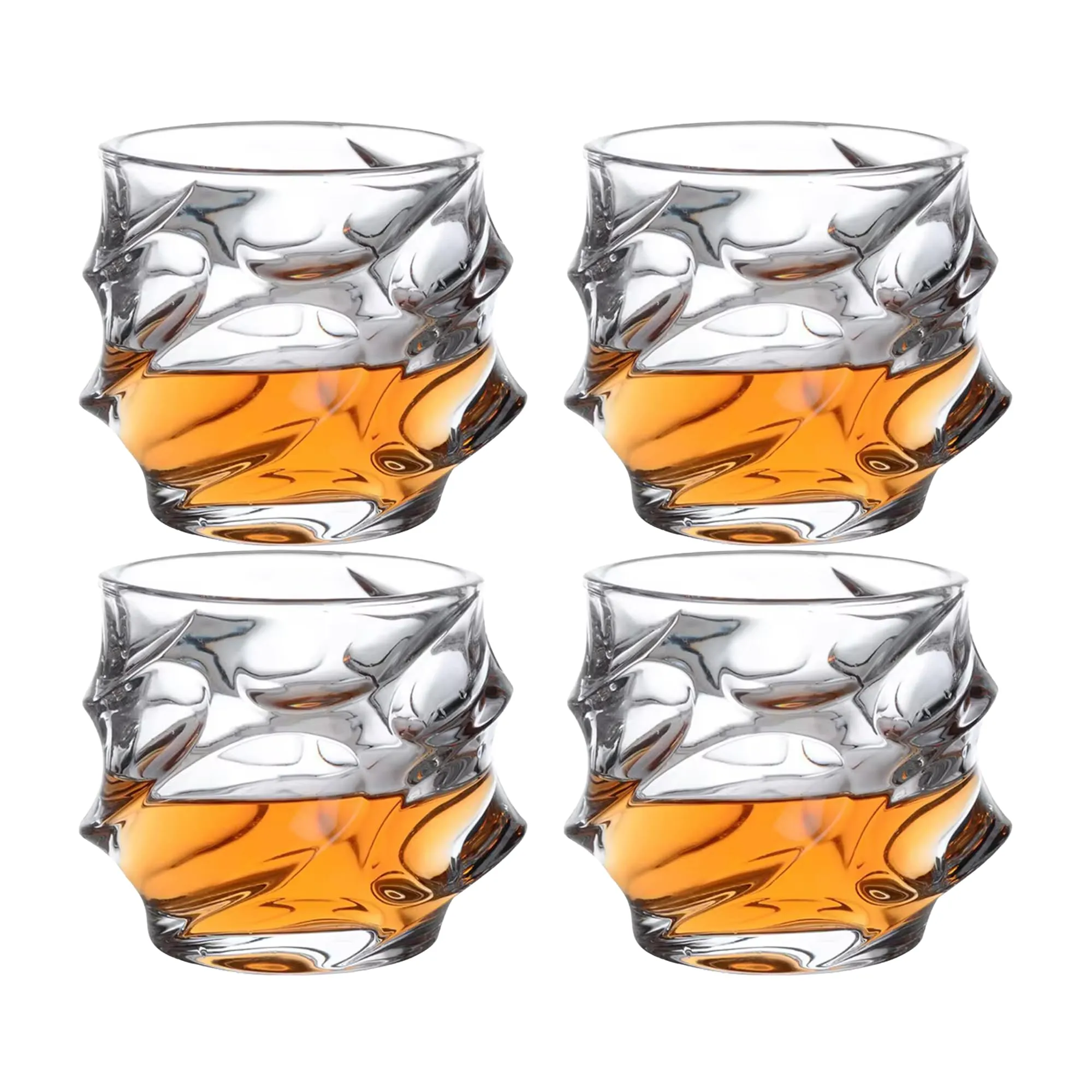 The Better Home Zest Whiskey Glasses Set of 4 (240ml Each) | Lead Free Whiskey Glass | Crystal Glass for Bar Home | Glass for Drinks | Cocktail Glasses | Highball Glass | Heavy Bottom Drinking Glass