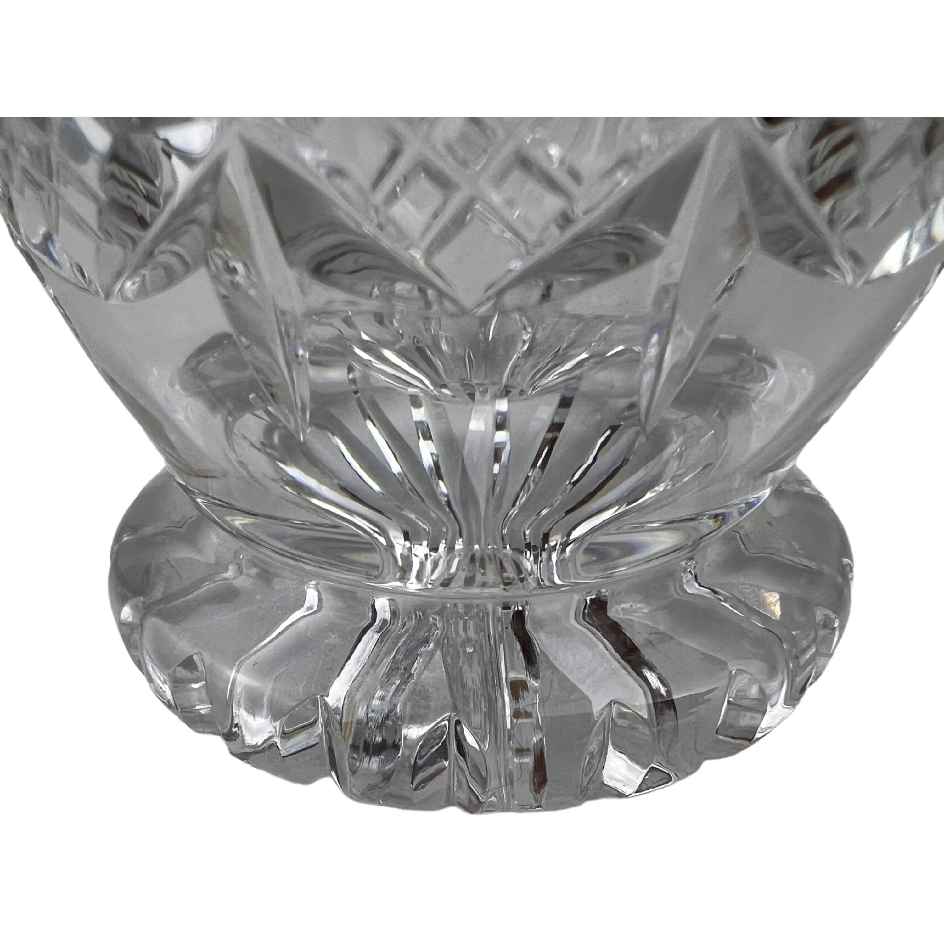 Vintage Clear Cut Crystal Glass Footed Vase 8