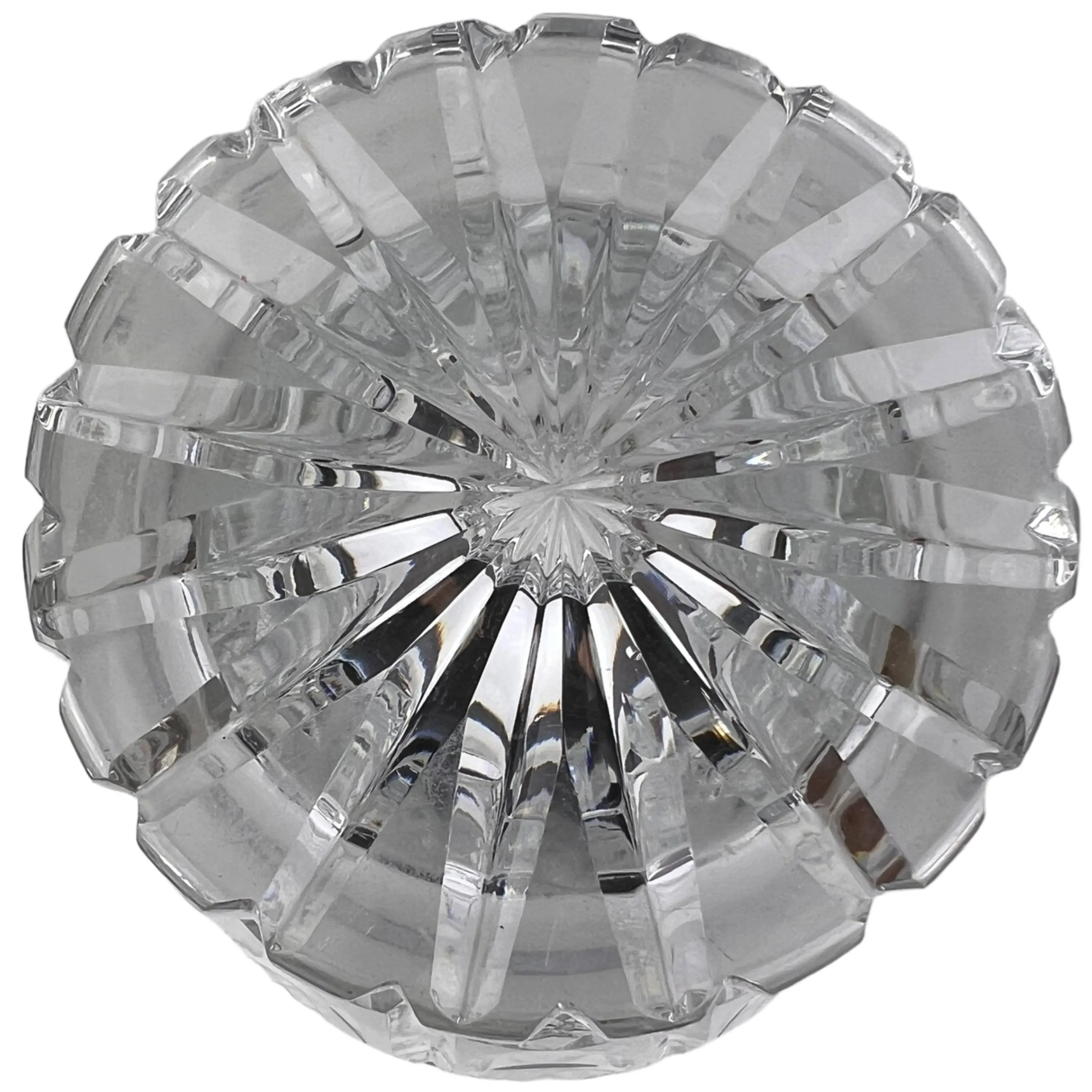 Vintage Clear Cut Crystal Glass Footed Vase 8