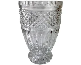 Vintage Clear Cut Crystal Glass Footed Vase 8