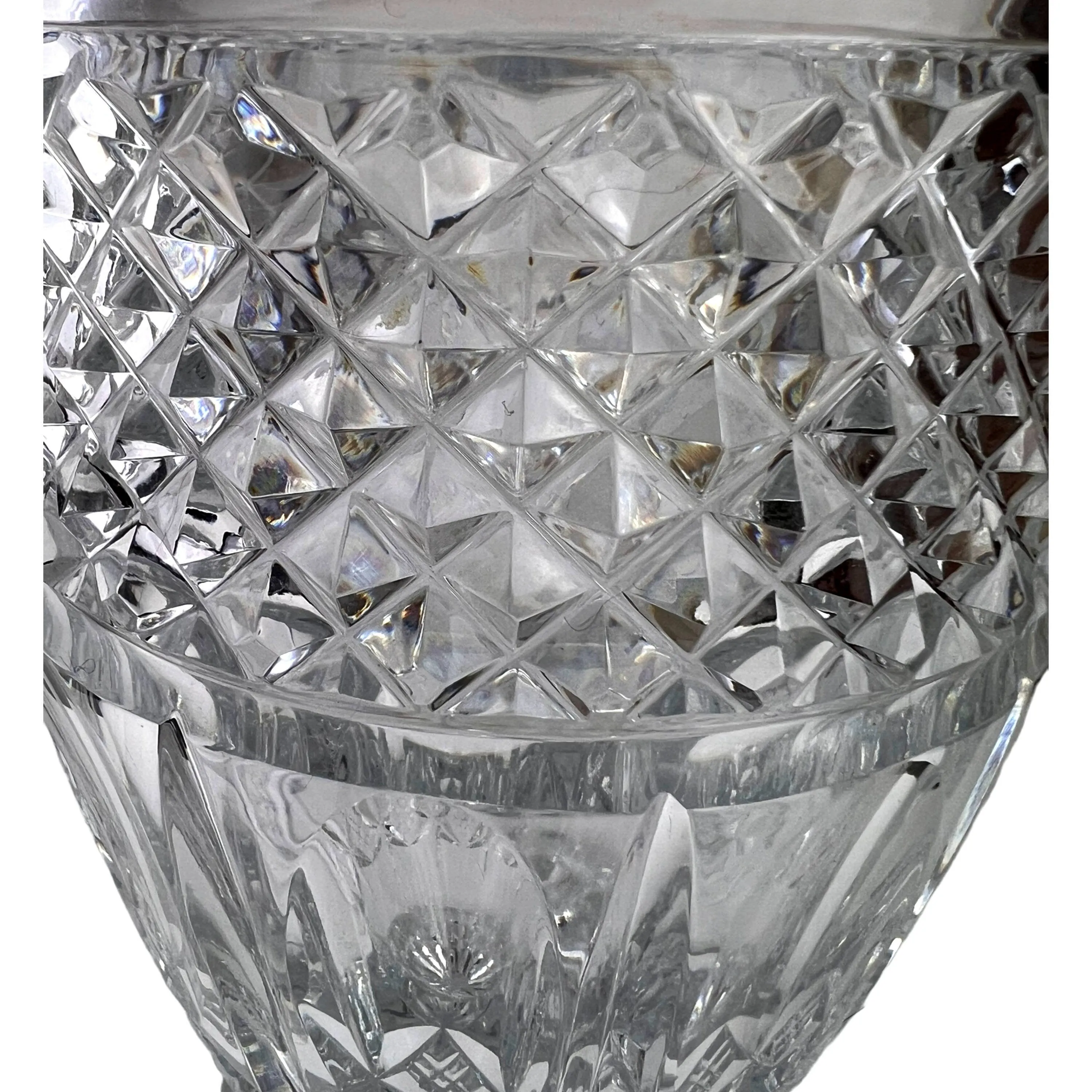 Vintage Clear Cut Crystal Glass Footed Vase 8
